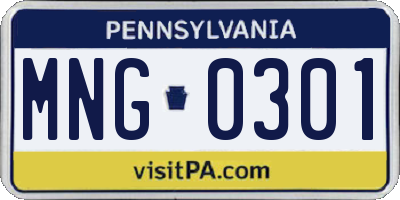 PA license plate MNG0301