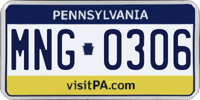 PA license plate MNG0306