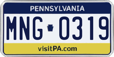 PA license plate MNG0319