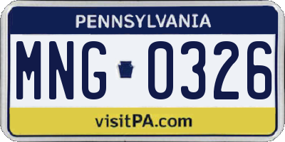PA license plate MNG0326