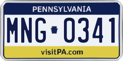 PA license plate MNG0341