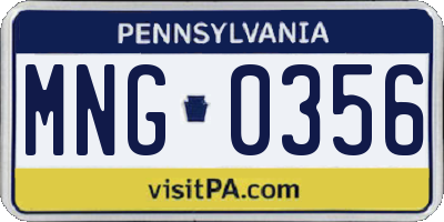 PA license plate MNG0356