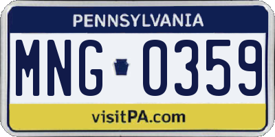 PA license plate MNG0359
