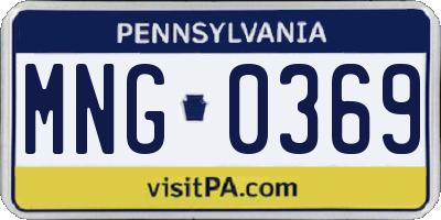 PA license plate MNG0369