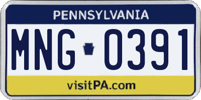PA license plate MNG0391
