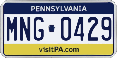 PA license plate MNG0429