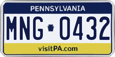 PA license plate MNG0432