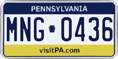 PA license plate MNG0436
