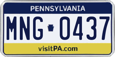 PA license plate MNG0437