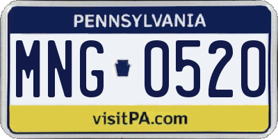 PA license plate MNG0520