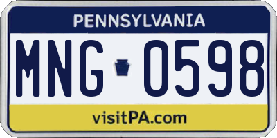PA license plate MNG0598