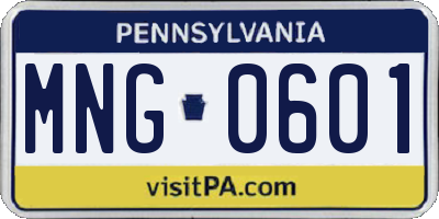 PA license plate MNG0601