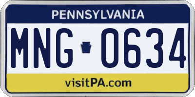 PA license plate MNG0634