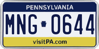 PA license plate MNG0644
