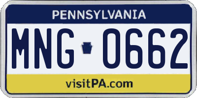 PA license plate MNG0662