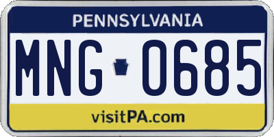 PA license plate MNG0685