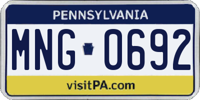 PA license plate MNG0692