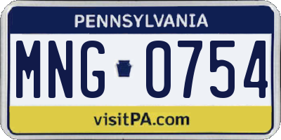 PA license plate MNG0754