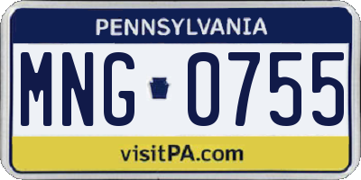 PA license plate MNG0755