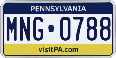 PA license plate MNG0788