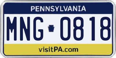 PA license plate MNG0818