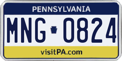 PA license plate MNG0824