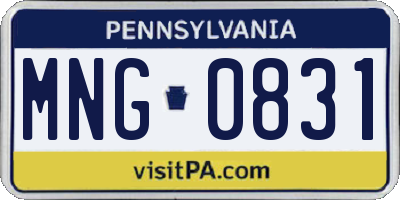PA license plate MNG0831