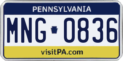 PA license plate MNG0836