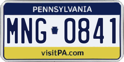 PA license plate MNG0841