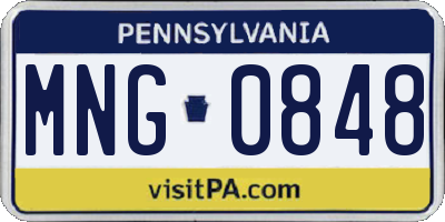 PA license plate MNG0848