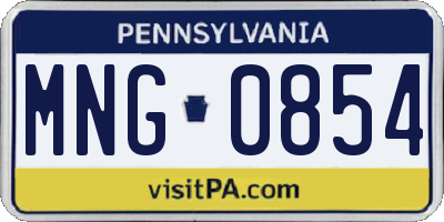 PA license plate MNG0854