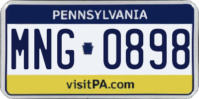 PA license plate MNG0898