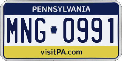 PA license plate MNG0991