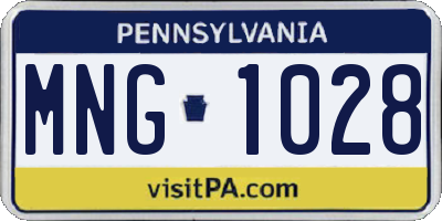 PA license plate MNG1028