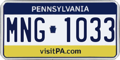 PA license plate MNG1033