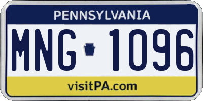 PA license plate MNG1096