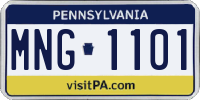 PA license plate MNG1101
