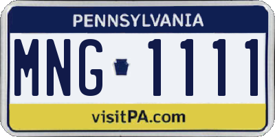 PA license plate MNG1111