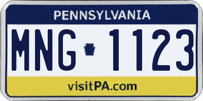 PA license plate MNG1123