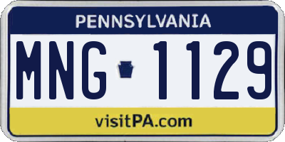 PA license plate MNG1129