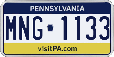 PA license plate MNG1133