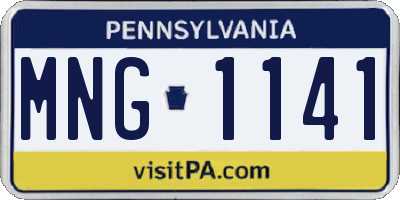PA license plate MNG1141