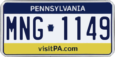 PA license plate MNG1149