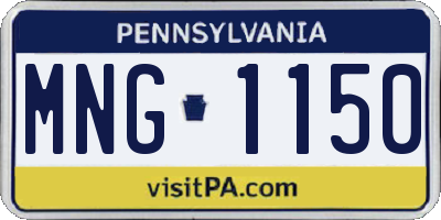 PA license plate MNG1150