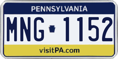 PA license plate MNG1152