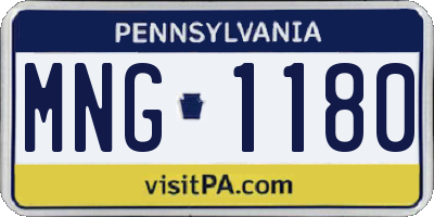 PA license plate MNG1180