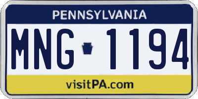 PA license plate MNG1194