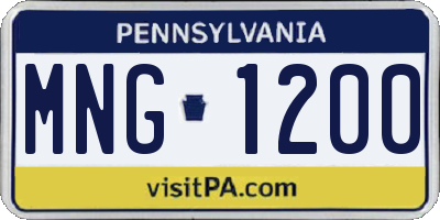 PA license plate MNG1200
