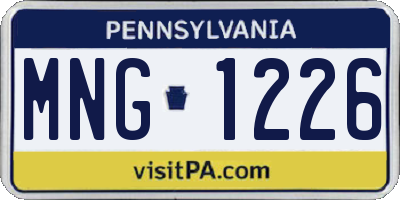 PA license plate MNG1226