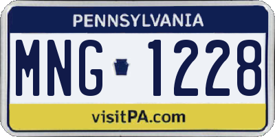 PA license plate MNG1228